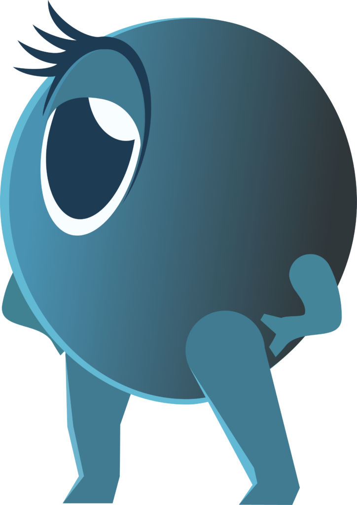 Eyelene Eyes, the Visual-Eyes company mascot in superman pose